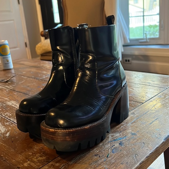 Jeffrey Campbell QUAVO platform black leather boots - Picture 2 of 3